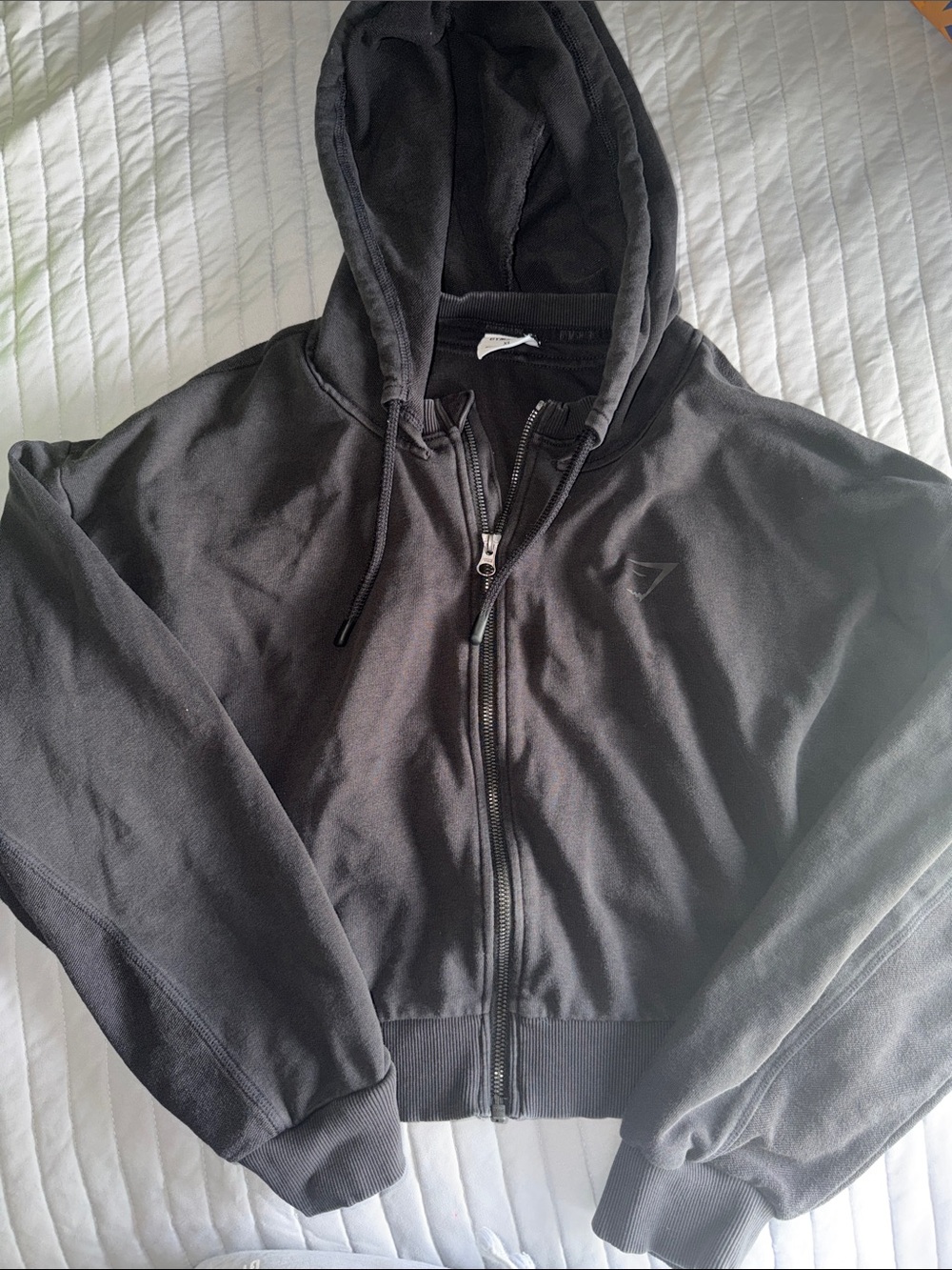 Gymshark Black Zip-Up Hooded Sweatshirt